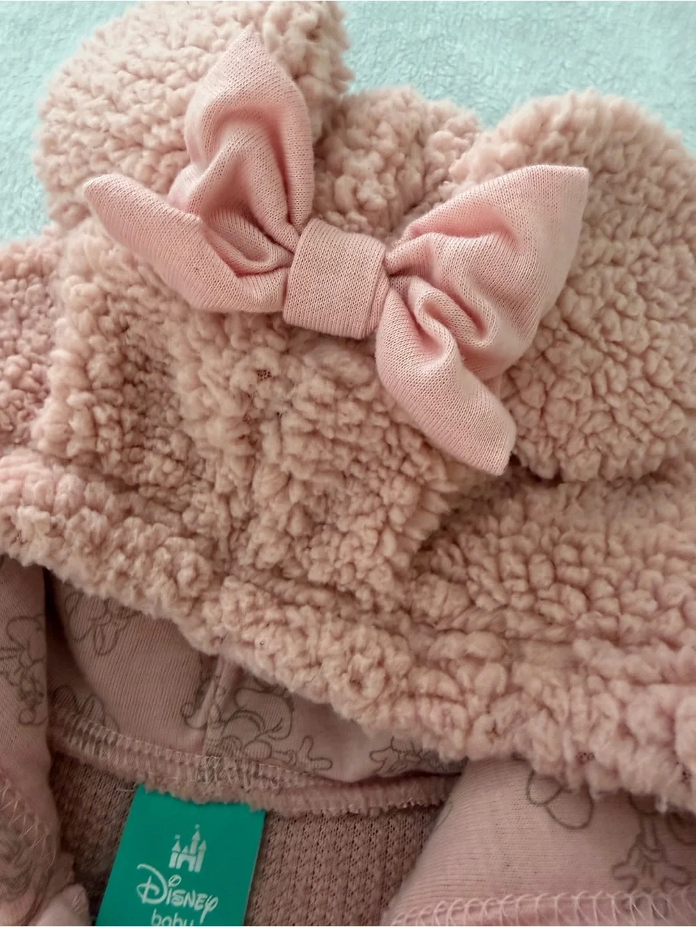 Disney Pink Sherpa Footed Romper with Minnie Accent
